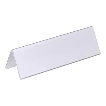 DURABLE VISIFIX® galda vārda plāksnīte telts stila 61/122x210 mm, caurspīdīgs PVC, 25 gab. iepakojumā (805219)