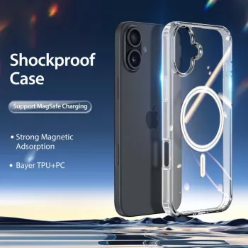 DUX DUCIS Clin Mag Case iPhone 16, Caurspīdīgs, MagSafe saderīgs