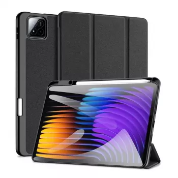 Dux Ducis Domo Series trīsdaļīgs statīvs PU ādas planšetdatora vāks Xiaomi Redmi Pad 7/7 Pro, melns