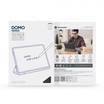 Dux Ducis Domo Series trīsdaļīga statīva PU ādas planšetdatora vāks Galaxy Tab A9 Plus / Tab A11 Plus, melns