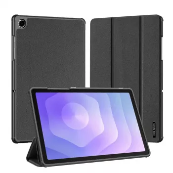 Dux Ducis Domo Series trīsdaļīga statīva PU ādas planšetdatora vāks Galaxy Tab A9 Plus / Tab A11 Plus, melns