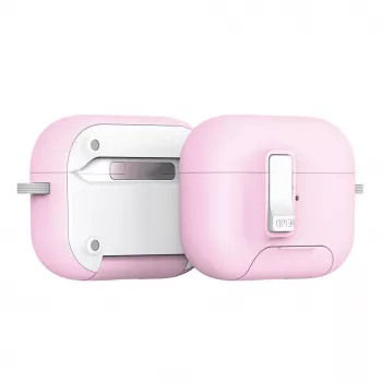 Dux Ducis PECQ Series PC+TPU apvalks ar āķi Apple AirPods Pro 3, balts/rozā