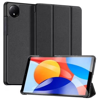 Dux Ducis Redmi Pad SE 8.7 Domo Series trīsdaļīga statīva PU ādas planšetdatora vāks melns