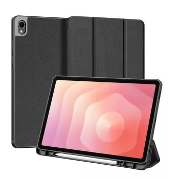Dux Ducis Samsung Galaxy Tab S11 Domo Series trīsdaļīgs statīvs PU ādas planšetdatora vāks melns