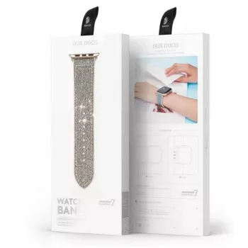 DUX DUCIS nerūsējošā tērauda ķēdes aproce Apple Watch 7/6/5/4/3/2/SE (41/40/38mm) sudraba
