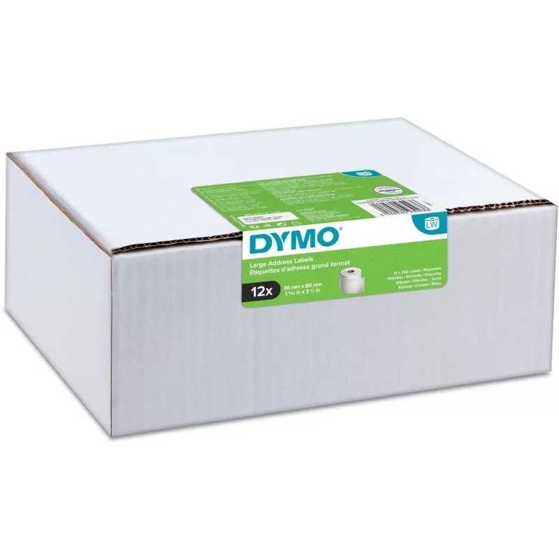 DYMO Authentic LabelWriter lielās adreses etiķetes 36mm x 89mm caurspīdīgas, 2 rullīši pa 130 (260 etiķetes)