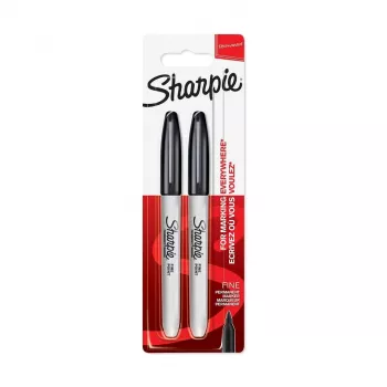 DYMO Sharpie Fine Point Permanent marķieris melns (2 iepakojums)