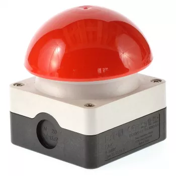 EATON FAK-R/KC11/I Kājas/plaukstas sēņveida galvas spiedpoga, 1NC+1NO, sarkana, 230V AC, 6A, IP67, momentāna, paneļa montāža