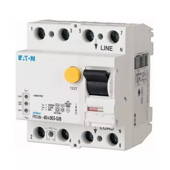 Eaton FRCDM-40/4/003-G/B Digitālā B tipa noplūdes strāvas aizsardzība 40A 4 polu 30mA 230/400V AC DIN sliedei