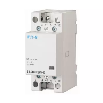 EATON Z-SCH230/25-40 instalācijas kontaktors, 230V AC spole, 4 poli (4 NO), 25A, 2 TE, DIN sliede, MPN 248847