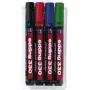 edding 330/4 S Permanent Marker Set - melns, zils, zaļš, sarkans - kaltveida uzgalis 1-5 mm - ar zemu smaku, ātri žūstošs, uzpildāms - 4 marķieri 4-330-4