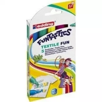 Edding e-17 Fineliner pildspalvu komplekts - 0,5mm šķiedras uzgalis, dažādas krāsas (zila, brūna, zaļa, violeta, dzeltena), ūdens bāzes tinte, 5 pildspalvas 4-17-5