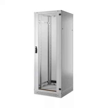 EFB 19 collu tīkla skapis PRO 42U, 800x1000 mm, RAL7035, 4 ventilatoru jumta bloks, barošanas bloks + pamatne