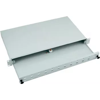 EFB 24 portu SC duplex 19 inch optiskās šķiedras sadales kārba ar izvelkamu priekšpusi, gaiši pelēka RAL 7035, 1U (53600.3)