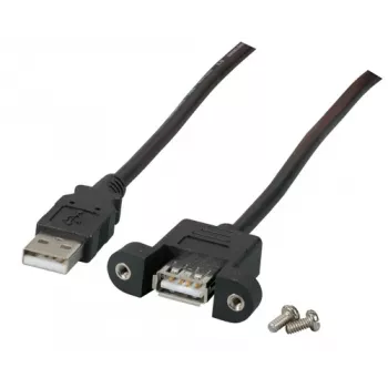 EFB-Elektronik USB 2.0 pagarinātājkabelis A-A, paneļmontāžas ligzda, 1,0 m, melns, Classic