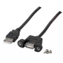 EFB-Elektronik USB 2.0 pagarinātājkabelis A-A, paneļmontāžas ligzda, 1,0 m, melns, Classic