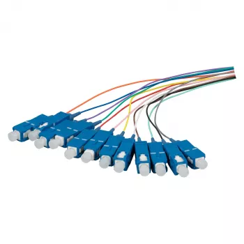 EFB optiskās šķiedras pigtail komplekts SC OS2 G657A2, 12 krāsas, 2 m
