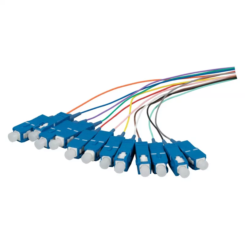 EFB optiskās šķiedras pigtail komplekts SC OS2 G657A2, 12 krāsas, 2 m