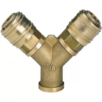 Einhell gaisa sadalītājs ar 2 ātrās savienošanas savienotājiem, R 3/8 collu iekšējā vītne, niķelēts misiņš 4139680