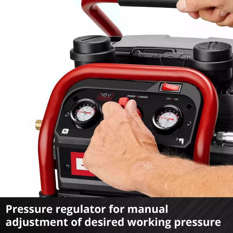 EINHELL Power X-Change bezvadu gaisa kompresors SILENZZO 18/160, 18V (sarkans/melns, bez akumulatora un lādētāja)