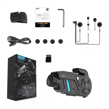 EJEAS K1Pro+ motocikla intercoms ar 1080P ierakstītāju - viens intercoms