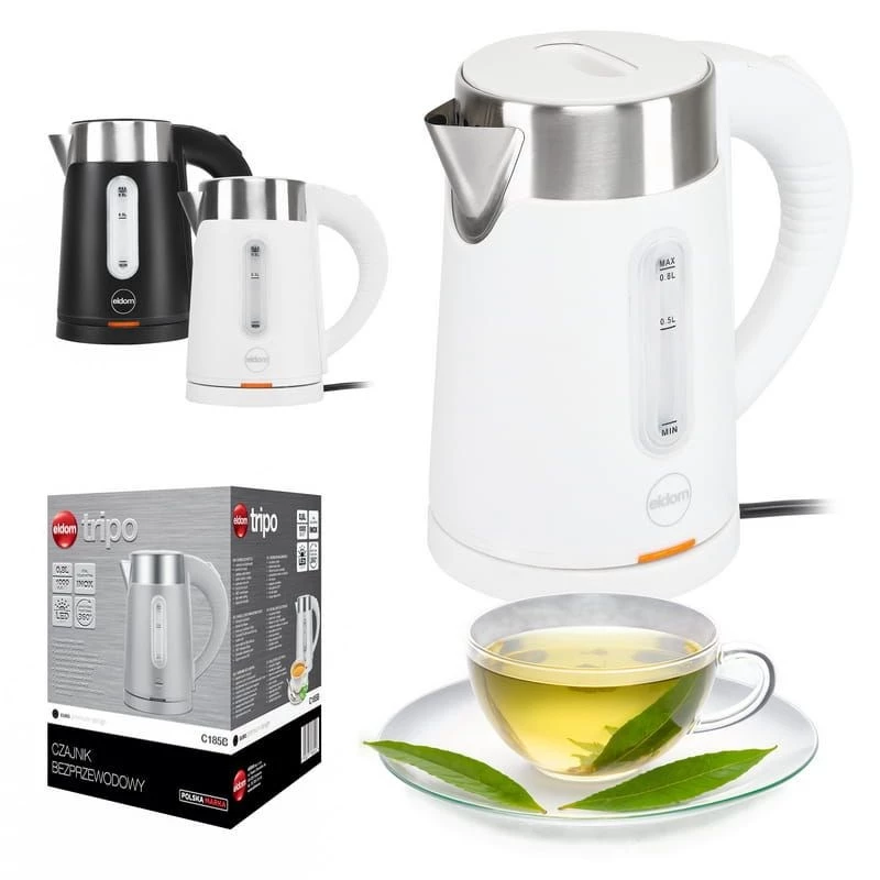 ELDOM C185B Tripo bezvadu tējkanna 0.8 L 1000 W balta