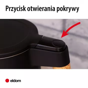 ELDOM C550 Bezvadu tējkanna ar temperatūras regulēšanu, 1.7 L, 2200 W, Nerūsējošais tērauds, 5 iepriekš iestatītas programmas, Uztur siltumu, LED displejs, Melna