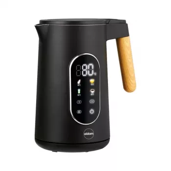ELDOM C550 Bezvadu tējkanna ar temperatūras regulēšanu, 1.7 L, 2200 W, Nerūsējošais tērauds, 5 iepriekš iestatītas programmas, Uztur siltumu, LED displejs, Melna