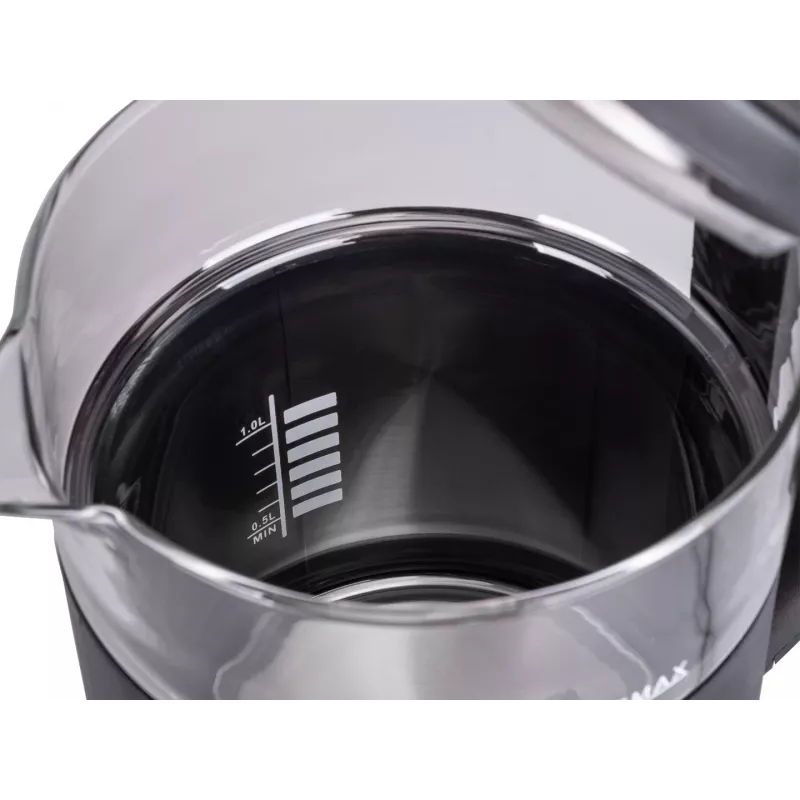 ELDOM C560 Nuvia bezvadu tējkanna ar temperatūras kontroli, 1,7 L, 2200 W, LED displejs, nerūsējošais tērauds/melna