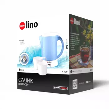 ELDOM Electric Tourist Kettle C190 Lino 0.6L 550W Blue ar 2 krūzēm un 2 karotēm