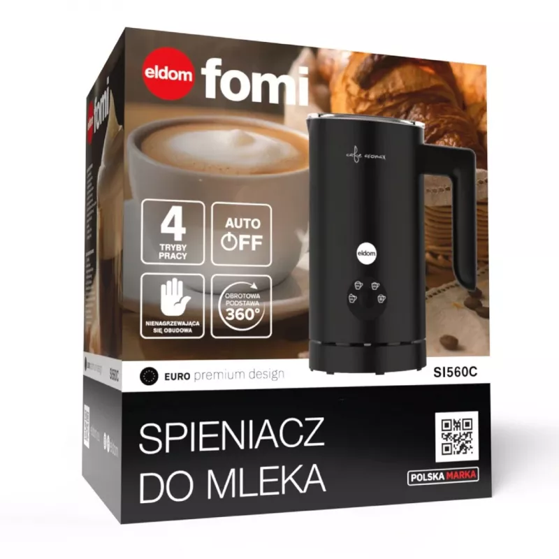 ELDOM SI560C piena putotājs melns - 500W automātiska karstā un aukstā putošana, 300ml uzsildīšana, nerūsējošais tērauds