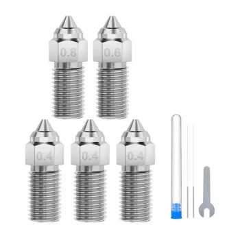 ELEGOO Neptune 4 / 4 Pro rūdīta tērauda sprauslu komplekts (0,4 mm x3, 0,6 mm x1, 0,8 mm x1)