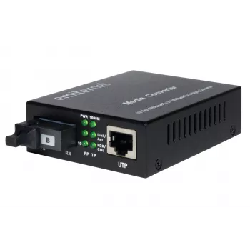 EMITER EM/1GB-ETH-1XSC-1310 WDM Ethernet Converter 10/100/1000 Mbps RJ45/1xSC SM 9/125 (Tx 1310nm / Rx 1550nm) 20km