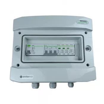 EMITER Switchgear Attached AC Hermetic IP65 EMITTER ar pārsprieguma aizsardzību AC Noark Type 1+2, 50A 3-fāžu, RCD Type A 63A/300mA
