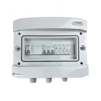 EMITER EM-446N_AC Pievienojamais hermētiskais AC slēdžu korpuss IP65 ar pārsprieguma aizsardzības ierīci AC Noark Type 1+2, 10A 3-fāžu, RCD Type A 40A/300mA