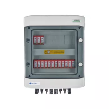 EMITER Switchgear Attached DC Hermetic IP65 EMITTER ar Dehn 1000V Type 2 DZ pārsprieguma aizsardzību, 5x PV virkne, 5x MPPT