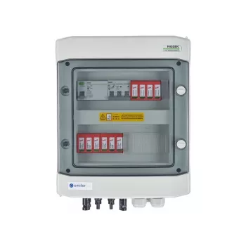 EMITER EM-1102_DCAC Hermētiskais DC/AC sadales skapis IP65 ar Dehn 1000V 2. tipa pārsprieguma aizsardzību, 2 PV virknes, 2 MPPT // un AC Dehn 2. tips, 10A 3-fāzes, RCD A tips 40A/300mA