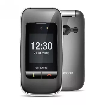 Emporia ONE V200i atvāžamais tālrunis, 2.31 collu displejs, divas SIM kartes, SOS poga, kosmosa pelēks/sudraba