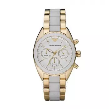 Emporio Armani AR5944 Sieviešu pulkstenis ar hronogrāfu, rozā zelta tērauds, 38 mm