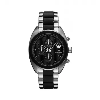 Emporio Armani AR5952 vīriešu hronogrāfa kvarca pulkstenis 43mm melns silikons