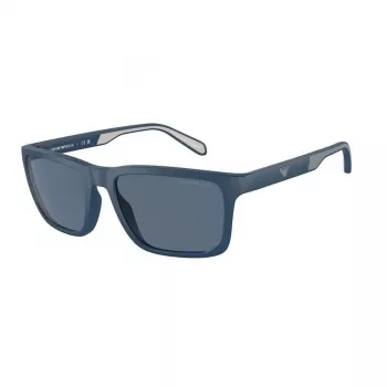 EMPORIO ARMANI EA4219-576380 Vīriešu taisnstūra saulesbrilles - matēts melns rāmis, pelēkas lēcas, 57mm