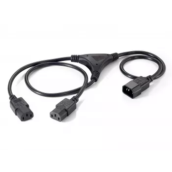 Equip 112210 Power Splitter kabelis, 1,6 m, C14 uz 2x C13, Melns