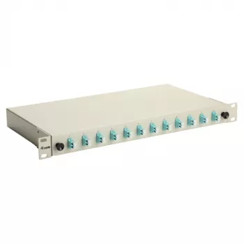 Equip 12-Port Optiskās šķiedras sadales kaste, LC Duplex, OM3, 1U, Aprīkota, Pelēka