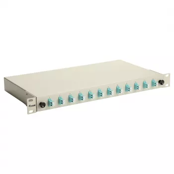 Equip 12-Port Optiskās šķiedras sadales kaste, LC Duplex, OM3, 1U, Aprīkota, Pelēka