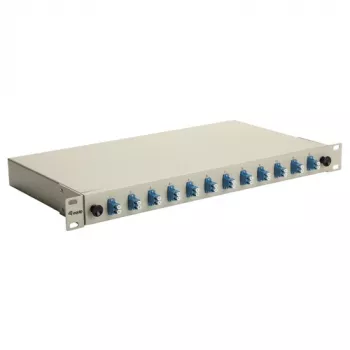Equip 12-Port LC Duplex OS2 Optiskās šķiedras savienojuma kaste, 1U Rackmount, Pelēka