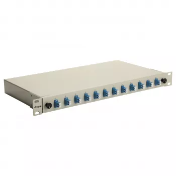 Equip 12-Port LC Duplex OS2 Optiskās šķiedras savienojuma kaste, 1U Rackmount, Pelēka