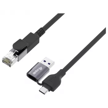 EQUIP 133101 USB-C & USB-A uz RJ45 Gigabit Ethernet adapteris, melns