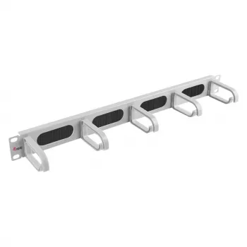 Equip 19 collu kabeļu pārvaldības panelis ar 5 plastmasas gredzeniem, tērauds, 1U, RAL7035