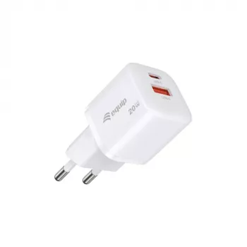 Equip 2-portu USB-C PD3.0/USB-A GaN sienas lādētājs 20W White