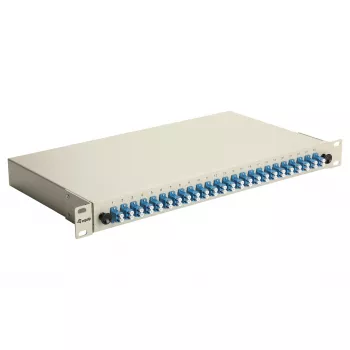 EQUIP 24 portu optiskās šķiedras savienojumu kaste, LC Duplex, OS2, 1U, aprīkota, pelēka